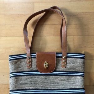 Eric Javits Straw Leather Classic Purse Bag